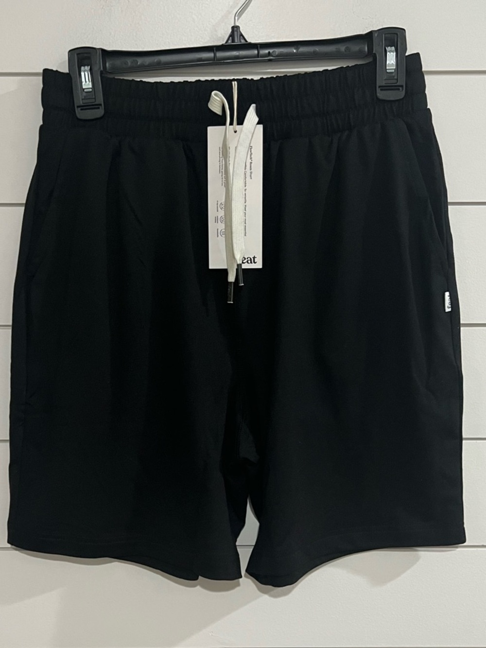 Black Athletic Drawstring Shorts with Elastic Waist